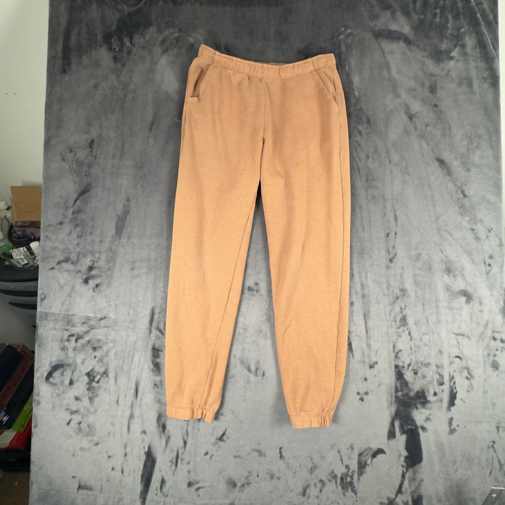 Aerie Jogger Sweatpants Womens Medium Tan Elastic Waist Fleece Pockets 4657